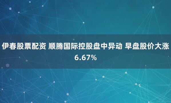 伊春股票配资 顺腾国际控股盘中异动 早盘股价大涨6.67%